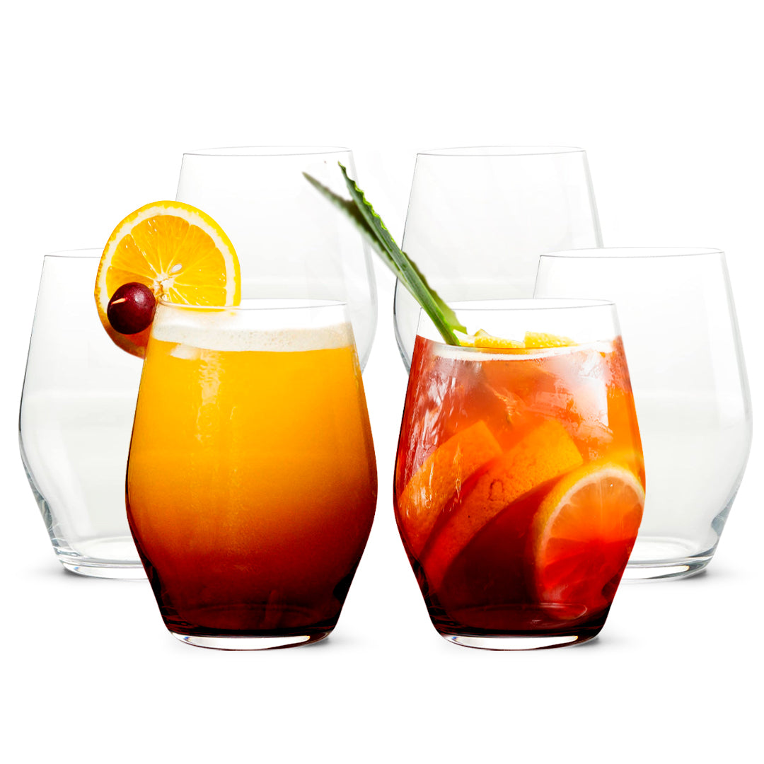 Sante Stemless Crystal Wine Glasses- Set of 6 - 15oz