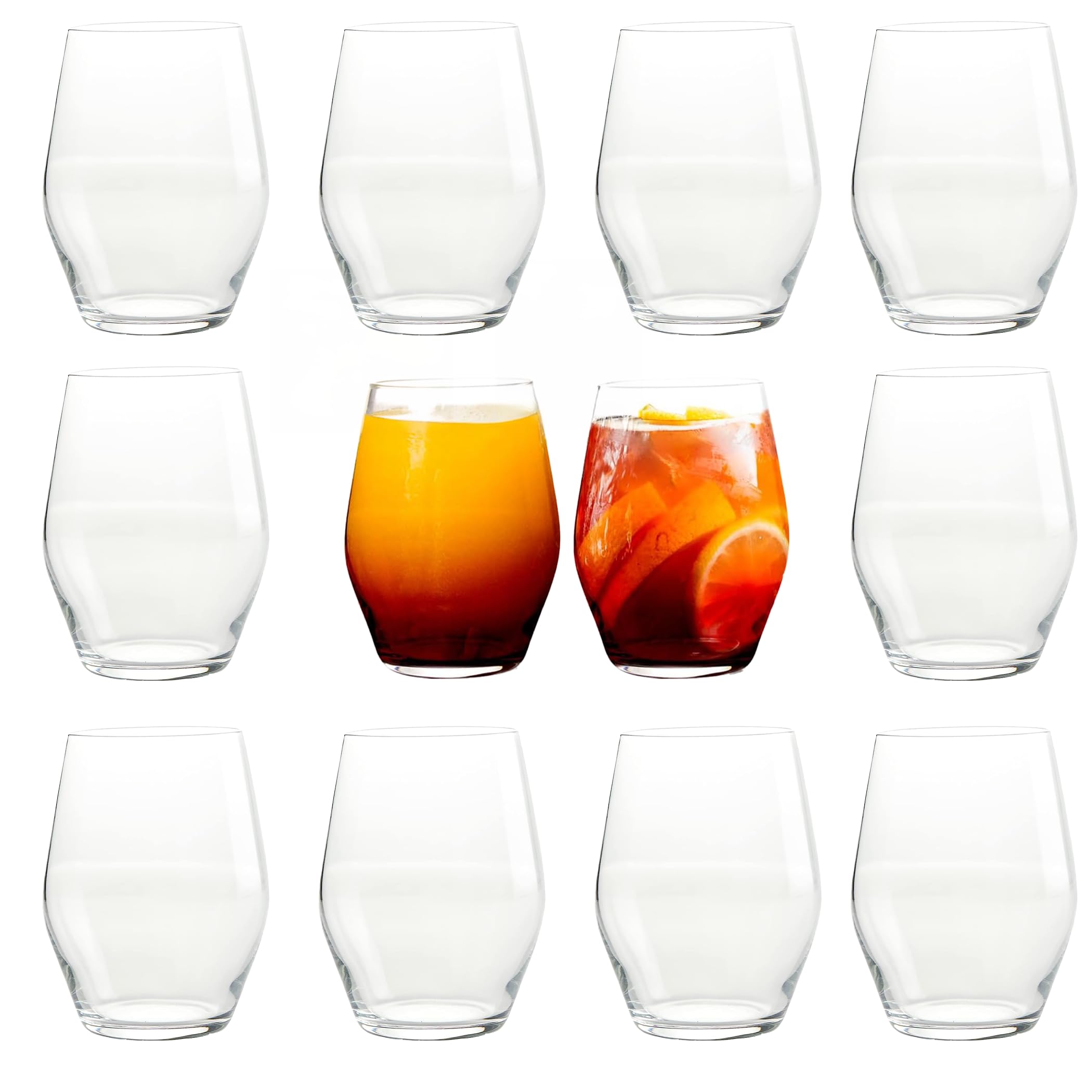 Sante Stemless Crystal Wine Glasses- Set of 6 - 15oz
