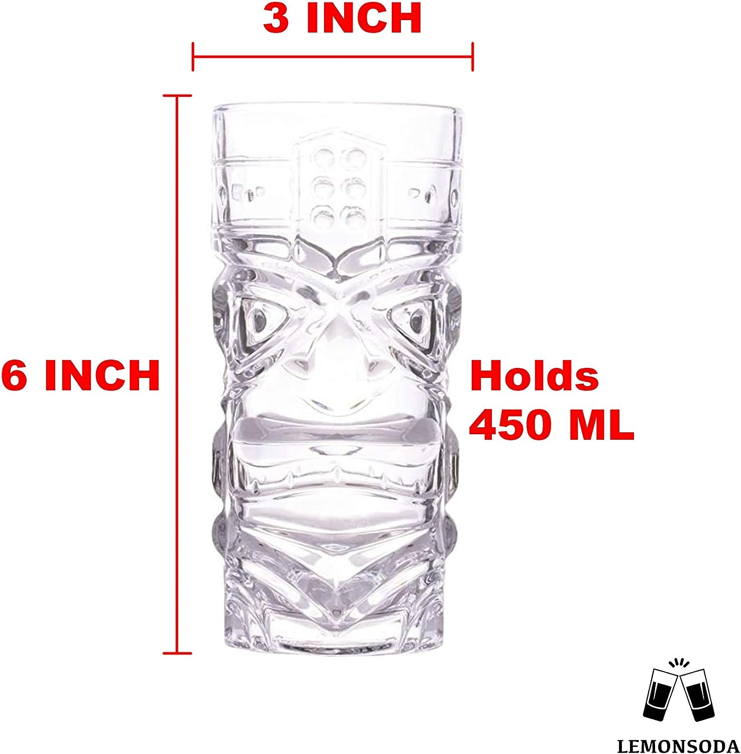 Clear Tiki Glasses, Set of 4 or 6 - 450 ML