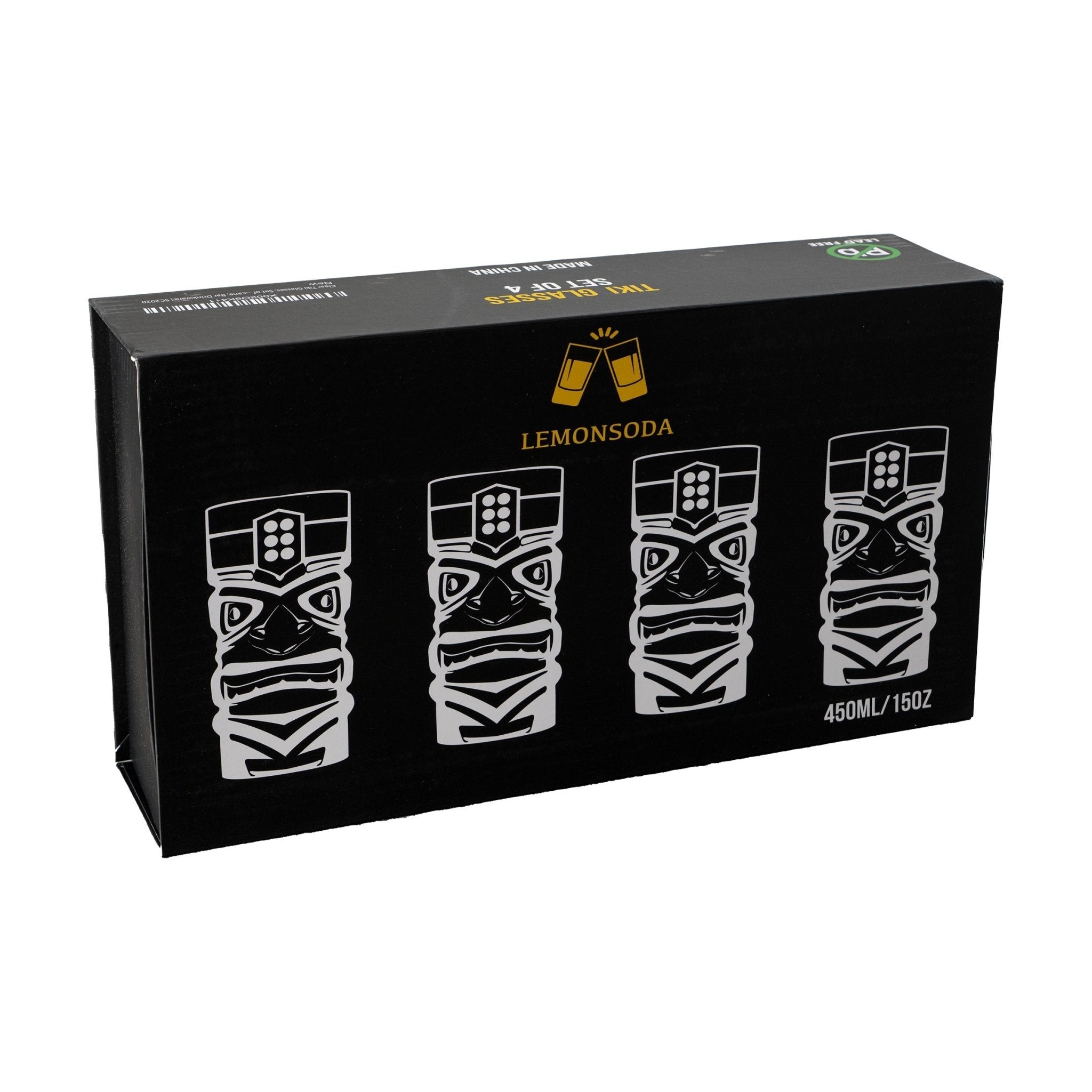 Clear Tiki Glasses, Set of 4 or 6 - 450 ML