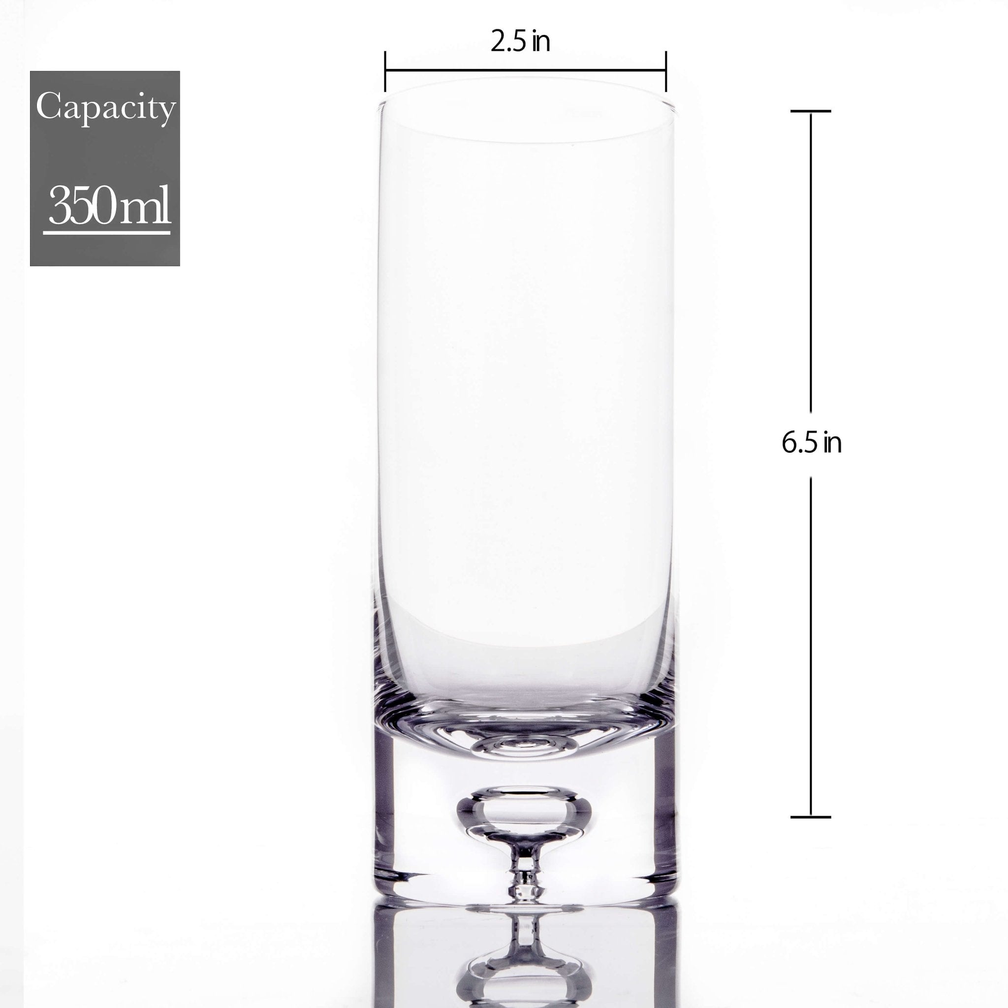 Crystal Bubble Base Collins Glass Highball Tumbler - Set of 4 - 12oz