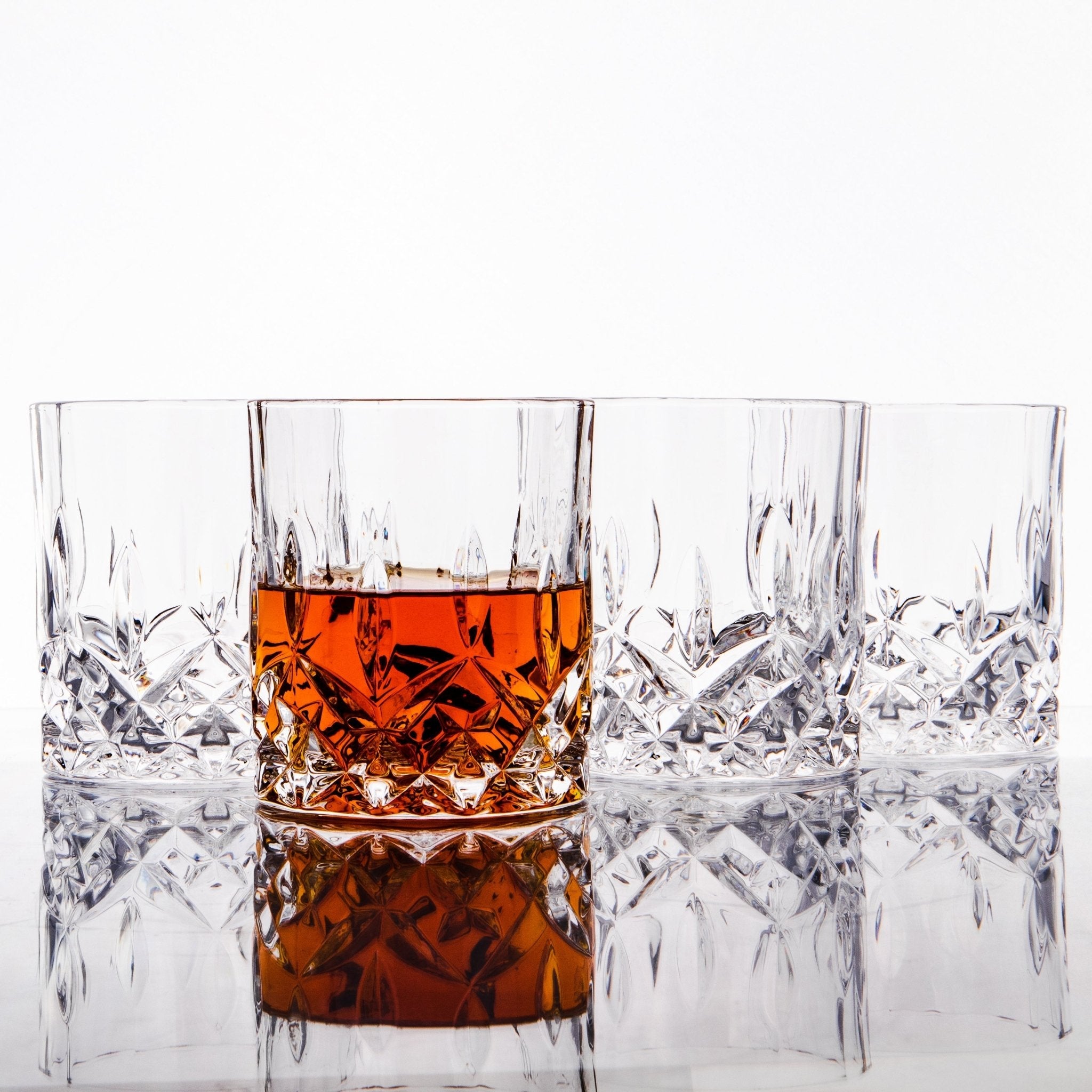 Crystal Cut Old Fashioned Whiskey Glasses Set of 2, 4 or 6 (10oz)