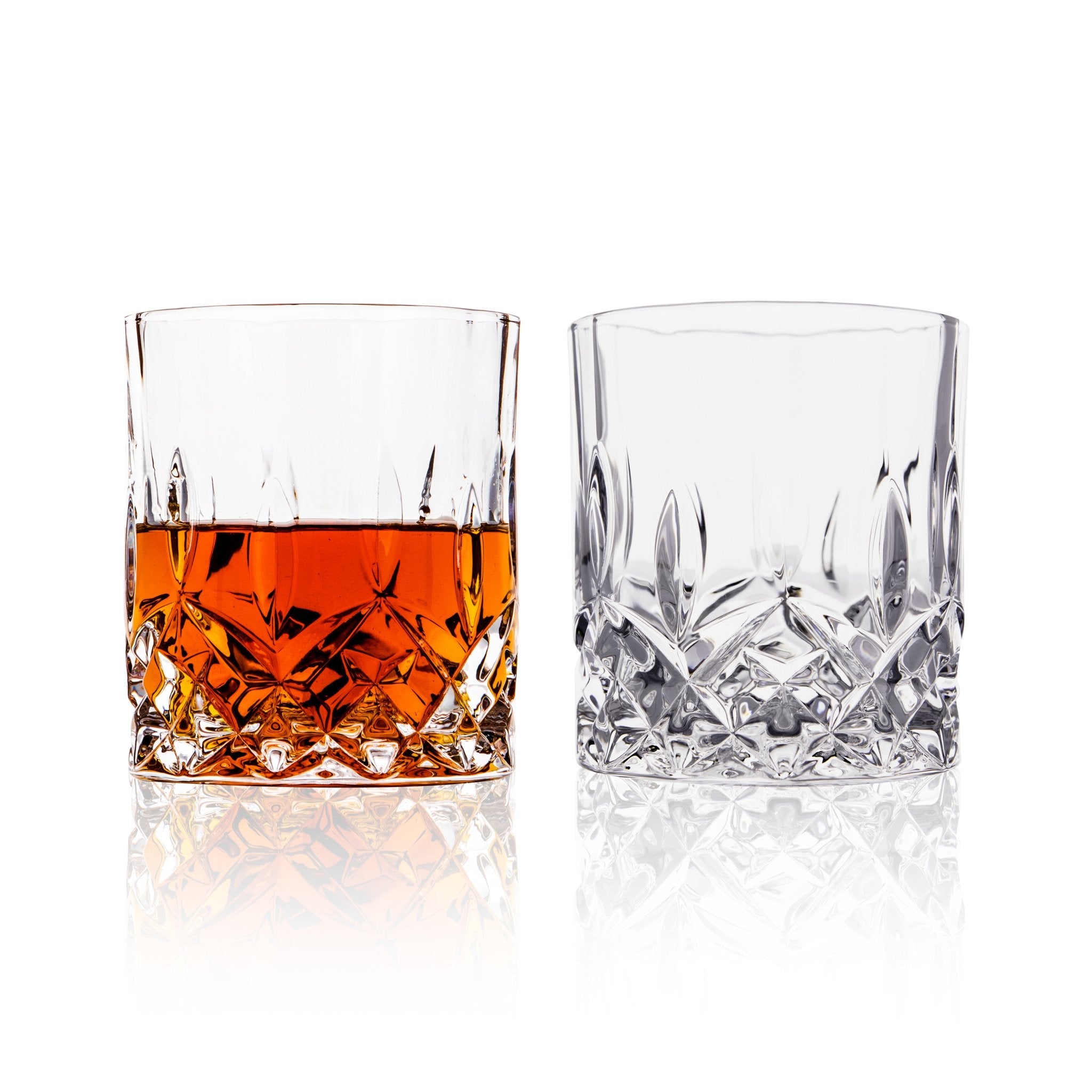 Crystal Cut Old Fashioned Whiskey Glasses Set of 2, 4 or 6 (10oz)