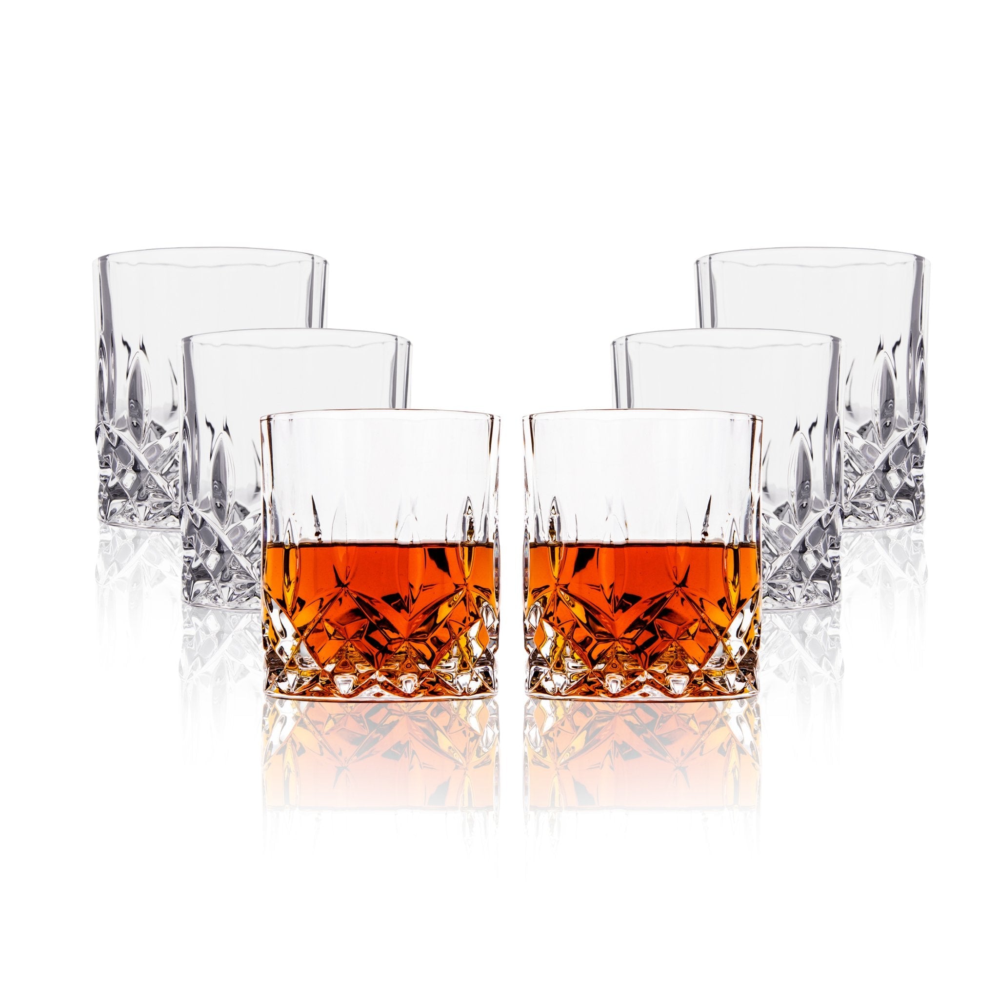 Crystal Cut Old Fashioned Whiskey Glasses Set of 2, 4 or 6 (10oz)