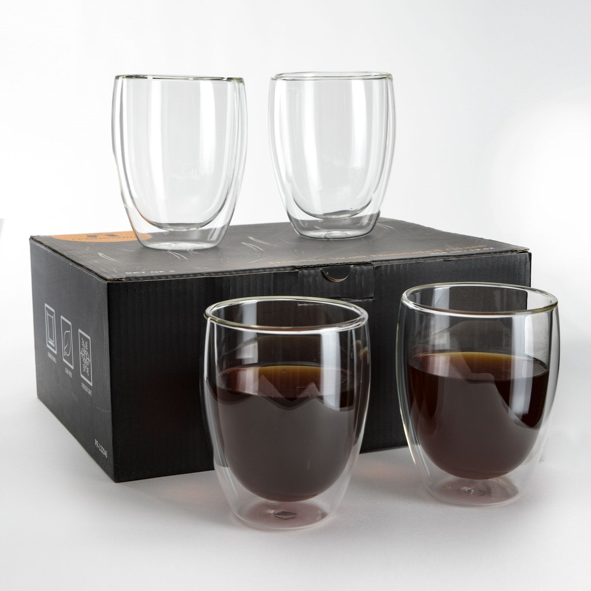 Double Wall Glass Coffee Mugs Cups  -8.5oz/12oz