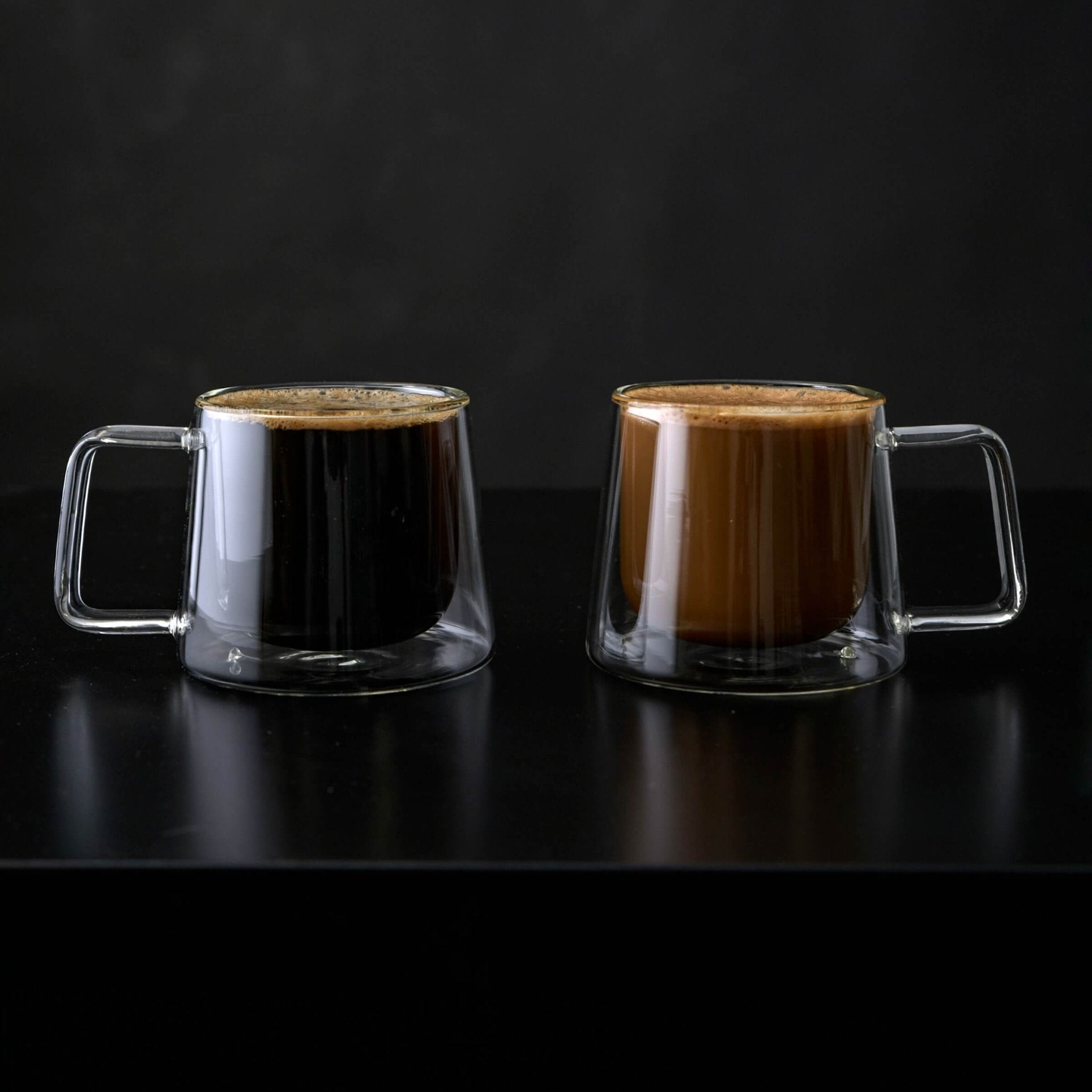 Double Walled Glass Coffee Drink Mug with Handle - Set of 2 - 8.5oz