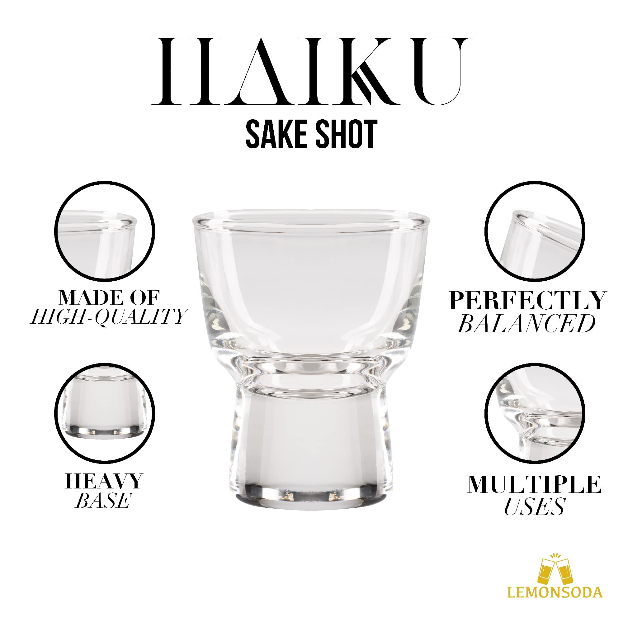 LEMONSODA Haiku Sake Shot Glasses -(60 mL / 2 fl. oz.)