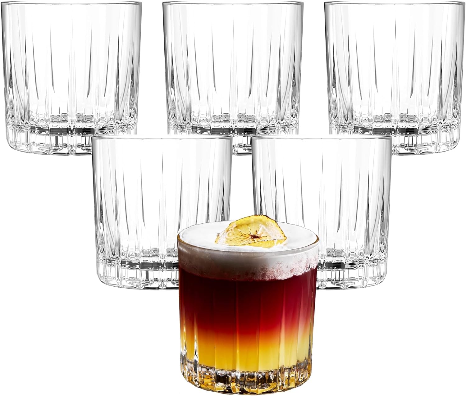 LEMONSODA Premium Double Rocks Whiskey Glasses - Set of 6 Cocktail Glasses - 12oz