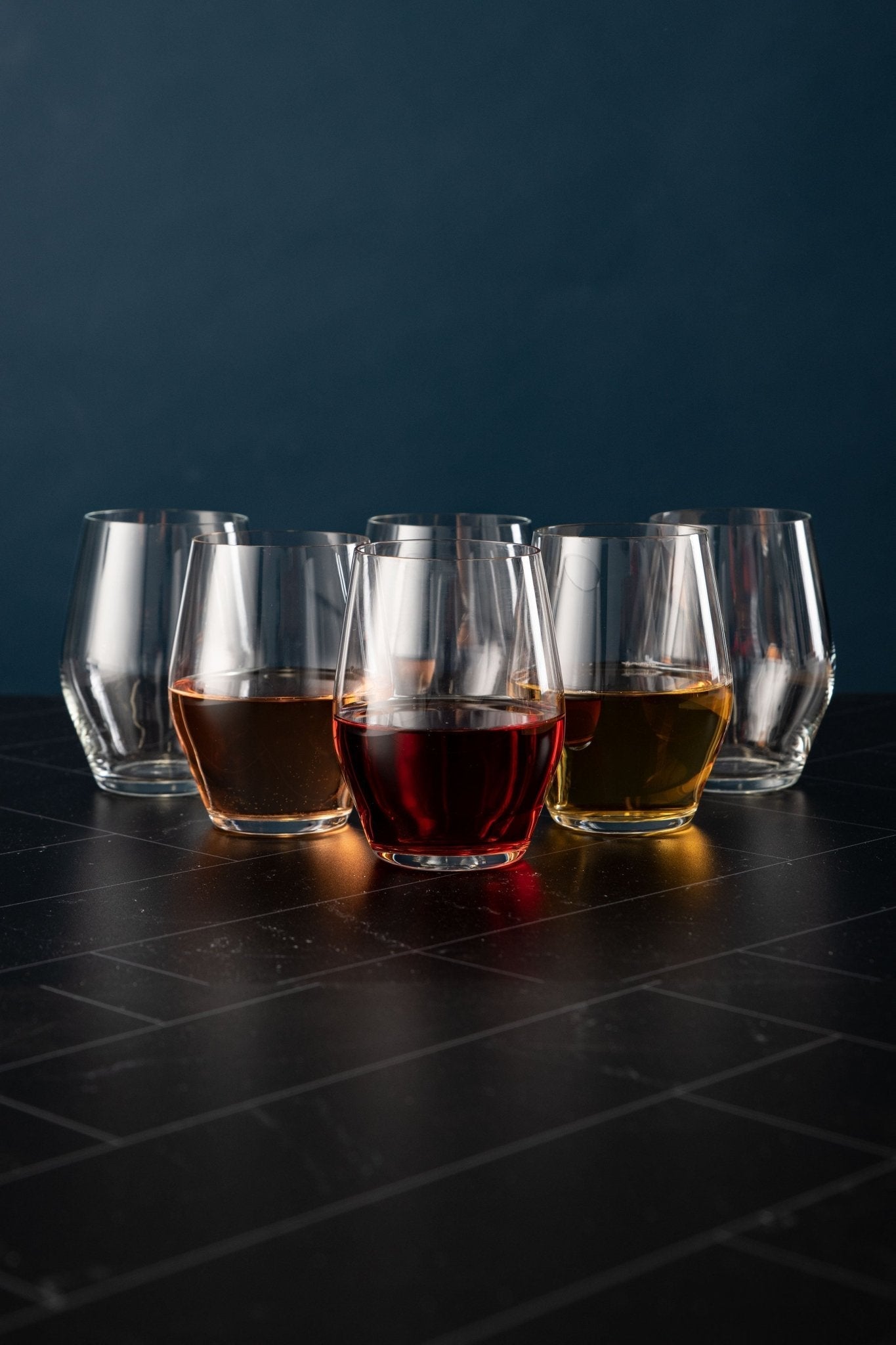 Sante Stemless Crystal Wine Glasses- Set of 6 - 15oz