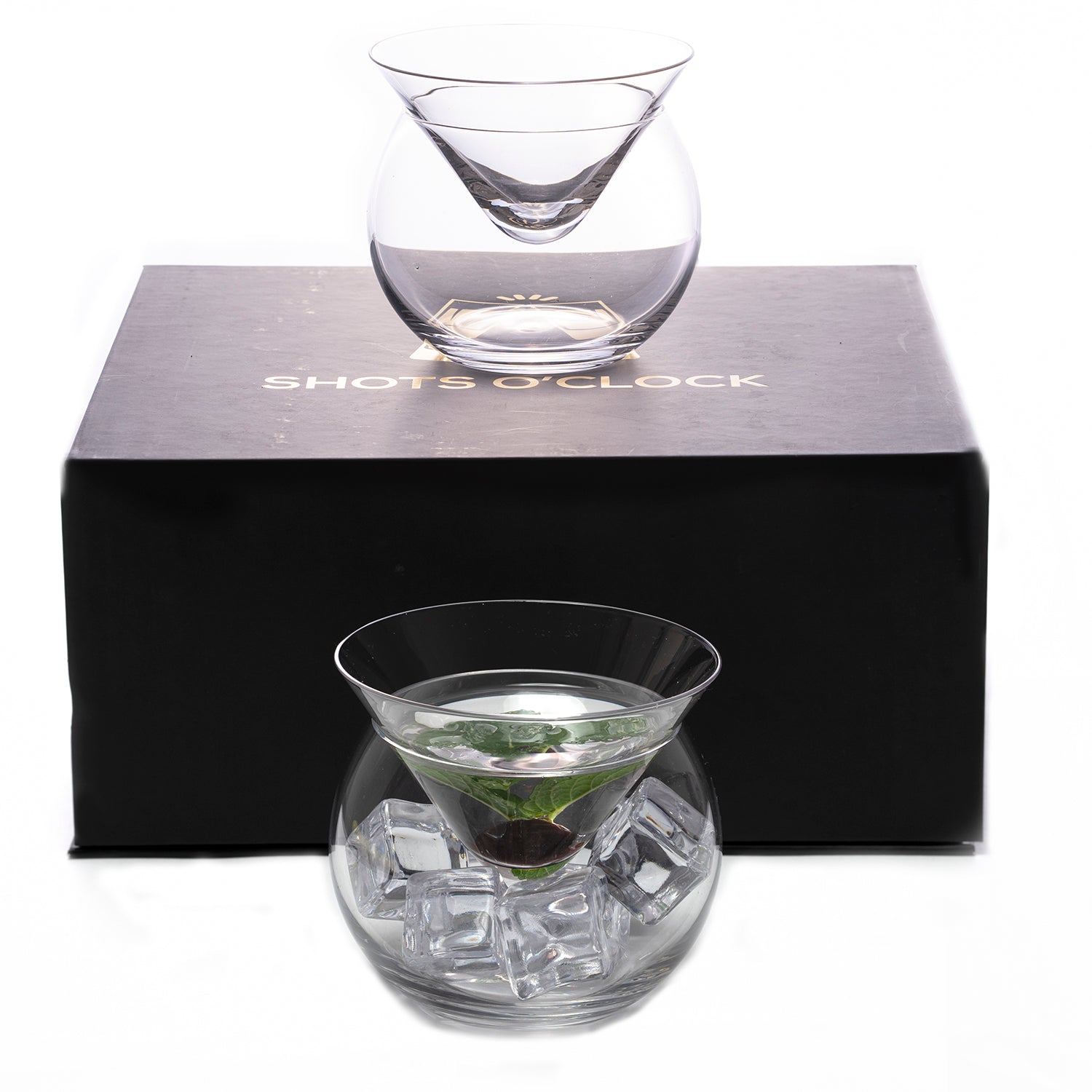 Stemless Martini Glasses with Chiller Set of 2/4