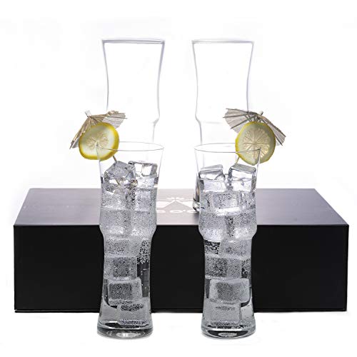 Tall Cocktail Glasses Set of 4 - Handcrafted Cocktail Glass Set (15oz)